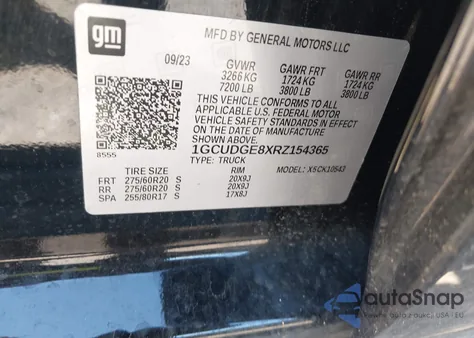 2024 Chevrolet Silverado 1500 4Wd Short Bed Ltz z USA, uszkodzony, nr VIN 1GCUDGE8XRZ154365